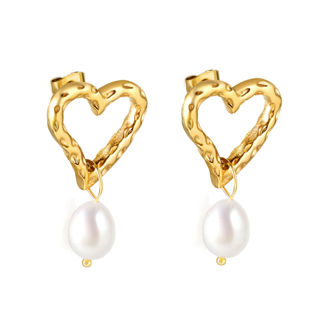 Elegant Pearl Love Pendant Earrings