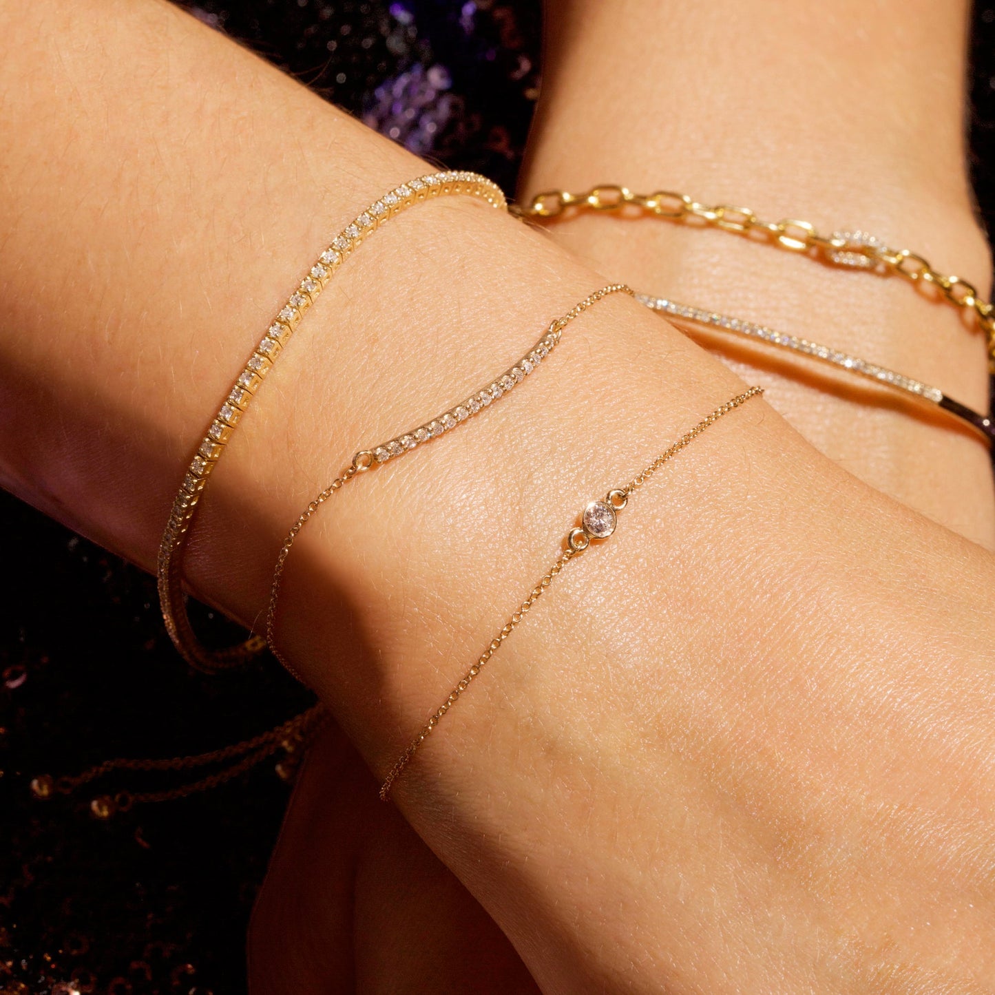 Diamond Bar Slider Adjustable Bracelet