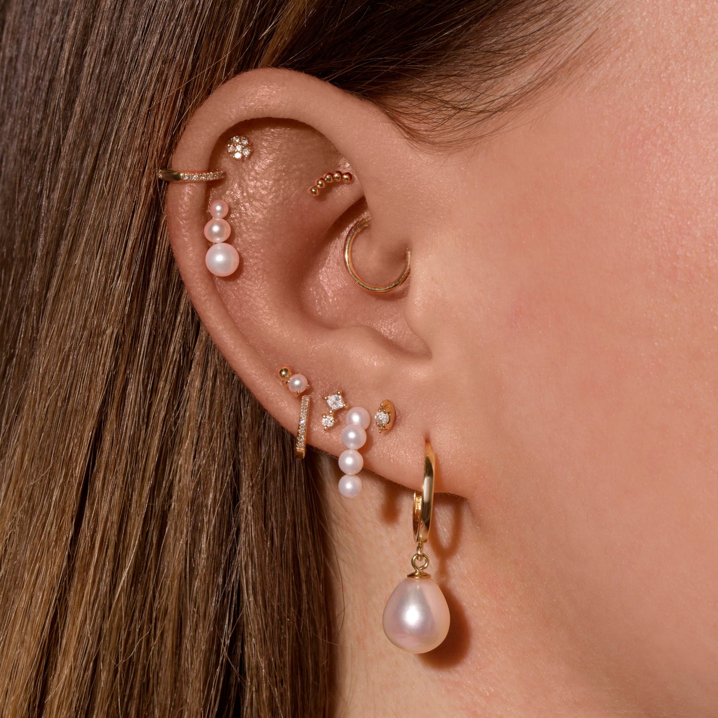 Diamond Bead Piercing Earrings for Stylish Look