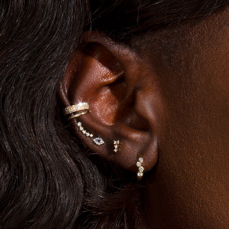 Diamond Ear Cuff Jewelry with Layered Design