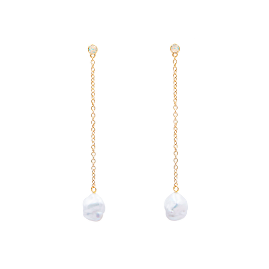 Elegant Pearl and Opal Drop Earrings