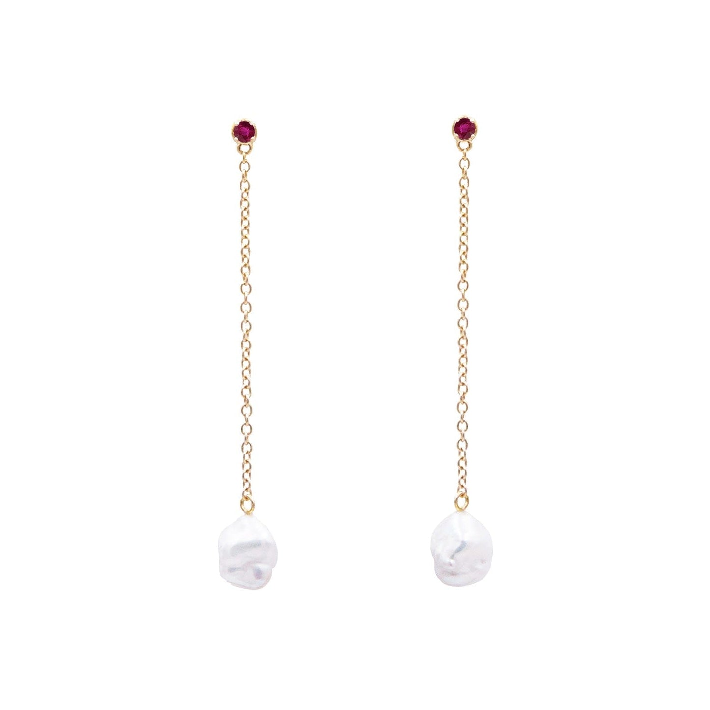 Pearl and Ruby Dangle Earrings Design