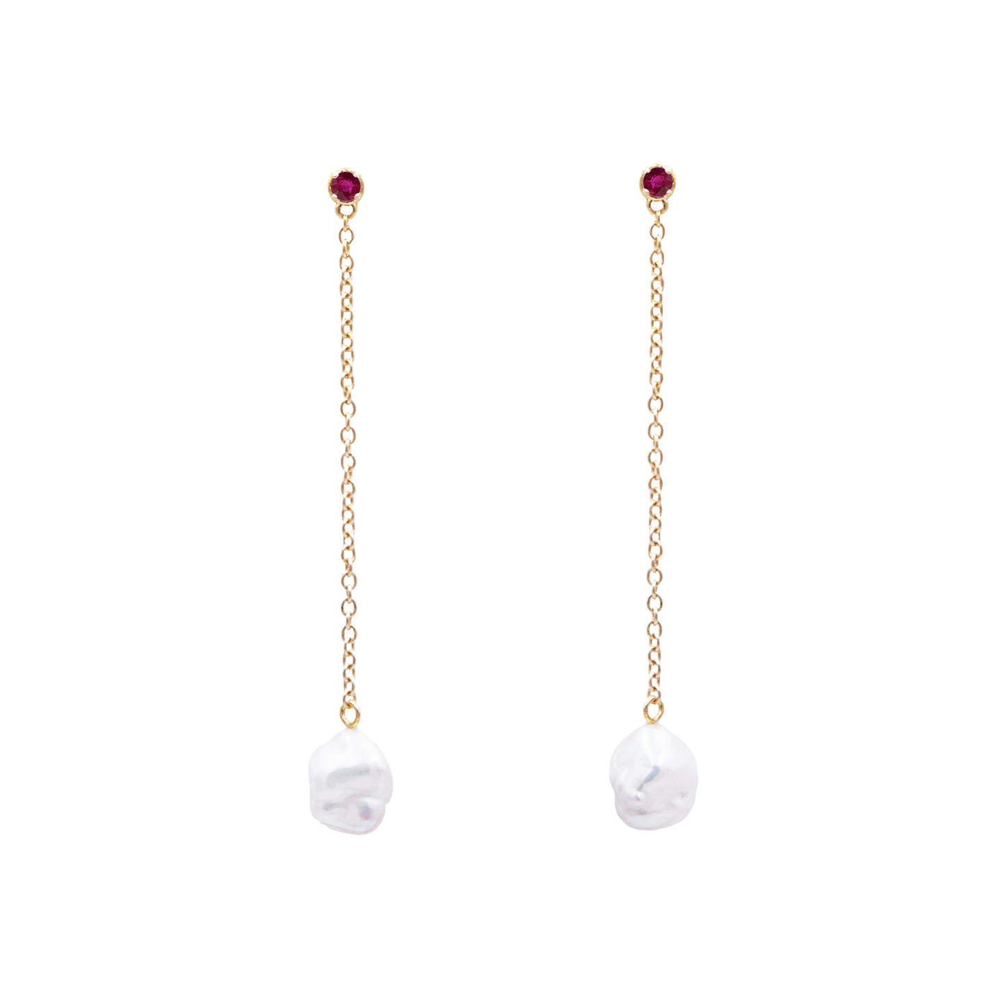 Pearl and Ruby Dangle Earrings Design