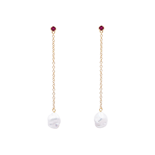 Pearl and Ruby Dangle Earrings Design