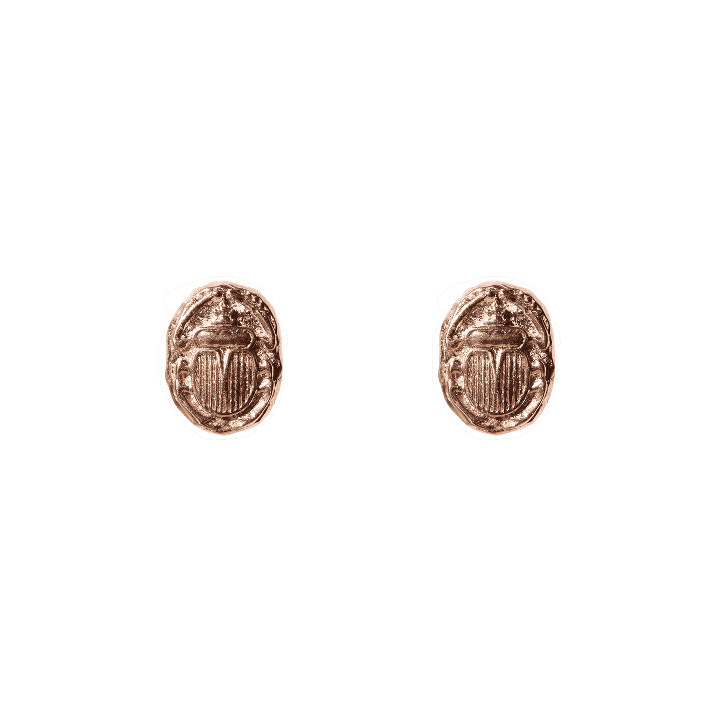 Solid Gold Ancient Scarab Stud Earrings