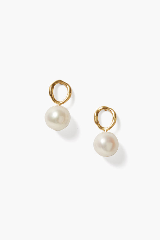 White Pearl Globe Stud Earrings for Versatile Style