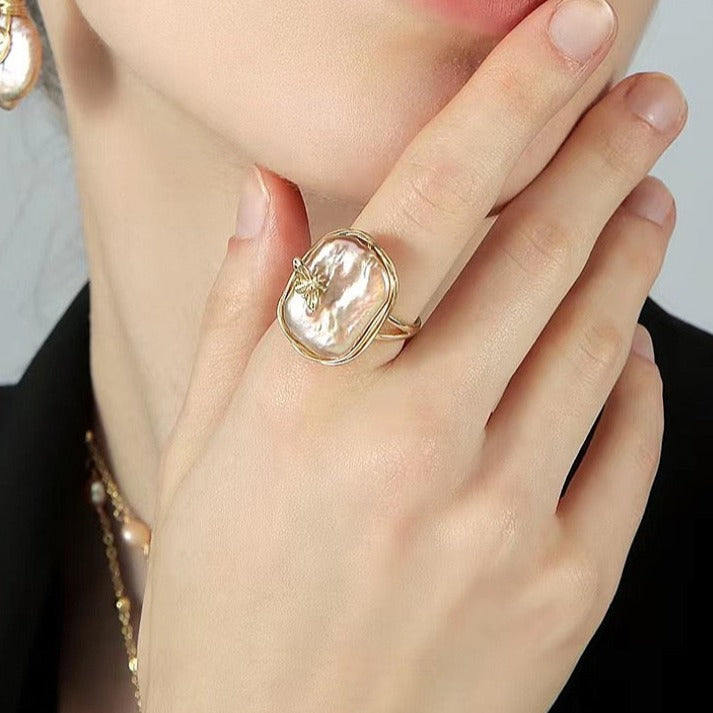 Baroque Freshwater Pearl Insect Ring