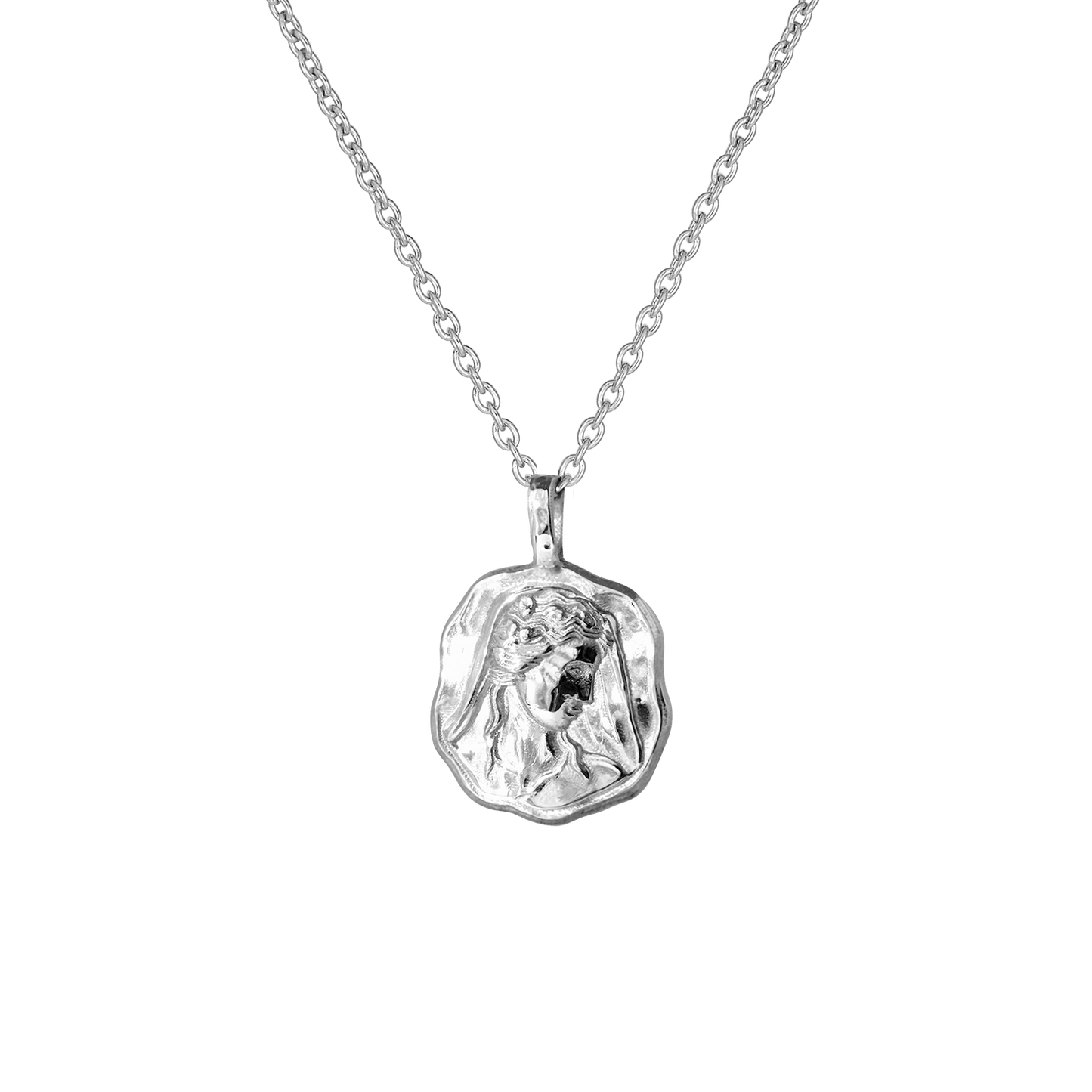 Mini Medallion in Molten Silver Design