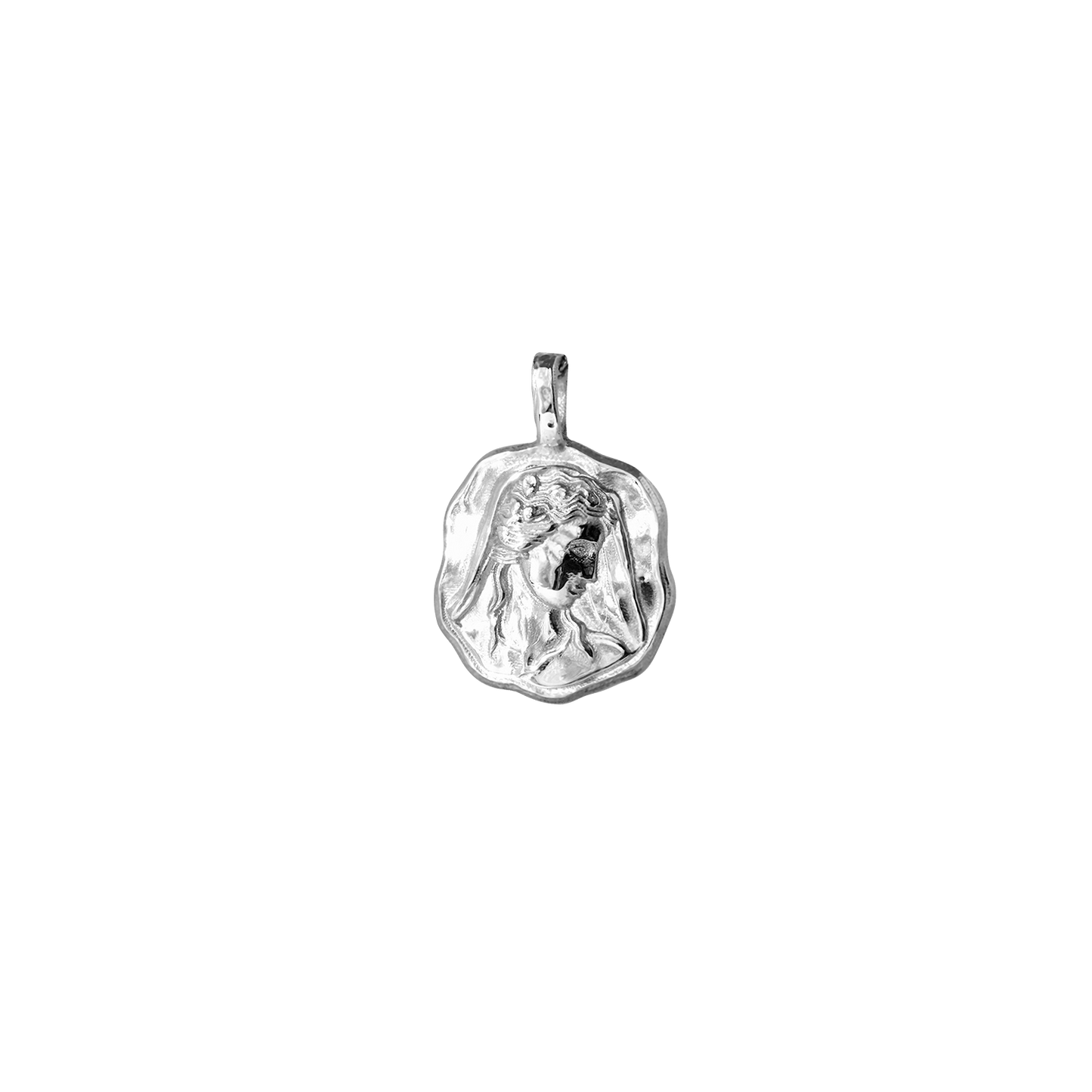 Mini Medallion in Molten Silver Design