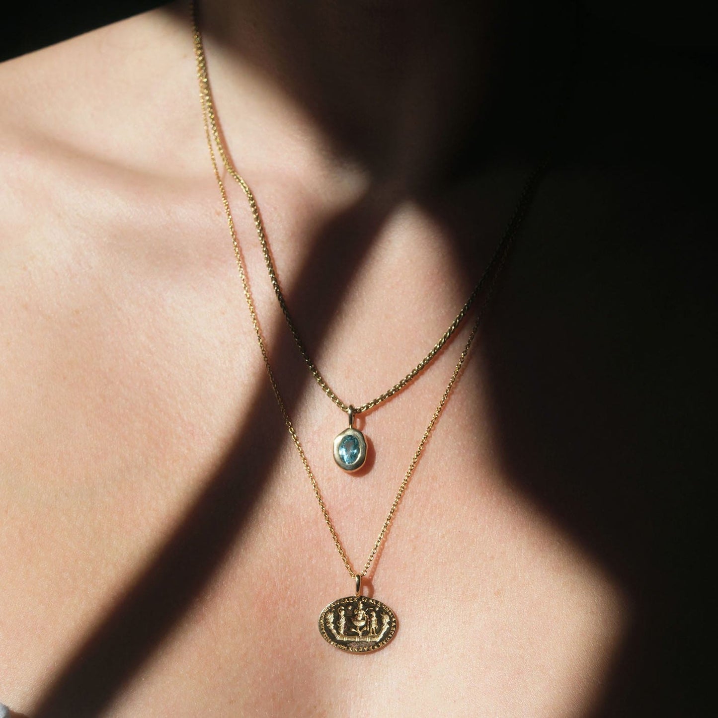 Blue Topaz Molten Heirloom Pendant Necklace