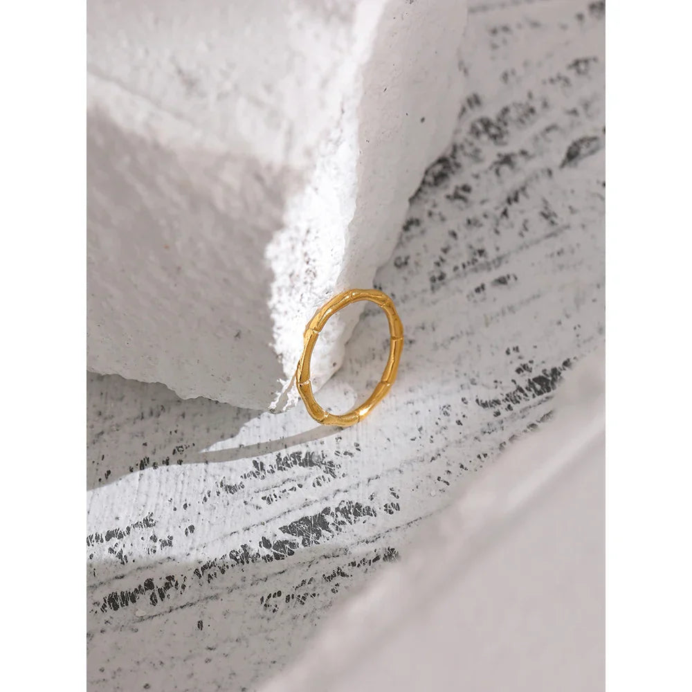 Simple Bamboo Joint Ring in Minimalist Style