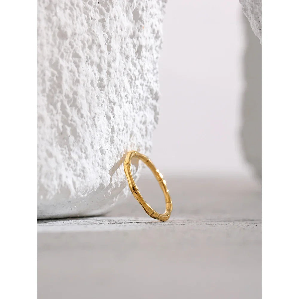 Simple Bamboo Joint Ring in Minimalist Style