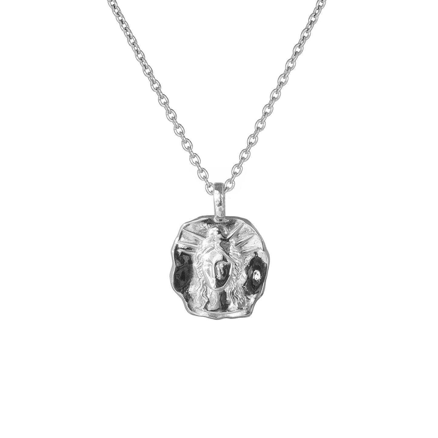 Mini Molten Medallion Necklace in Silver