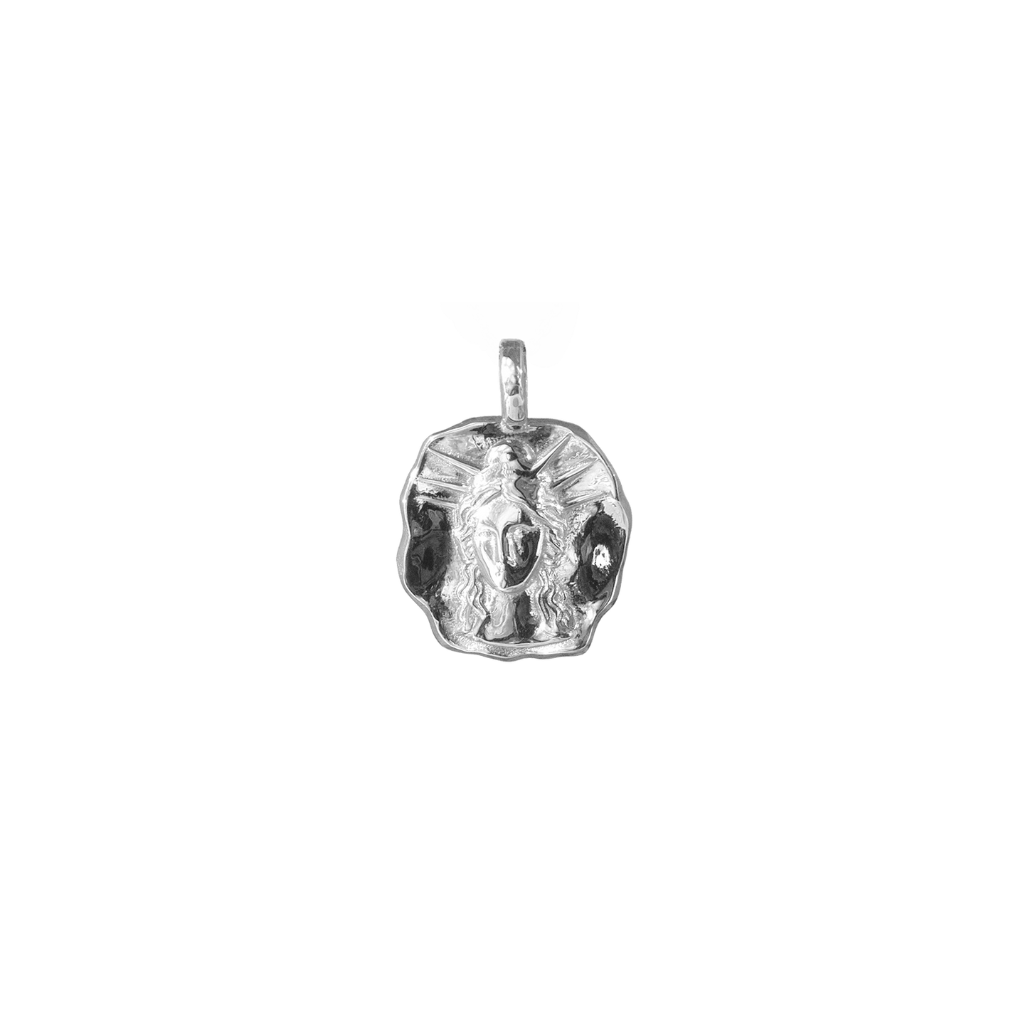 Mini Molten Medallion Necklace in Silver