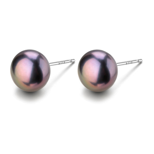 Black Freshwater Pearl Stud Earrings