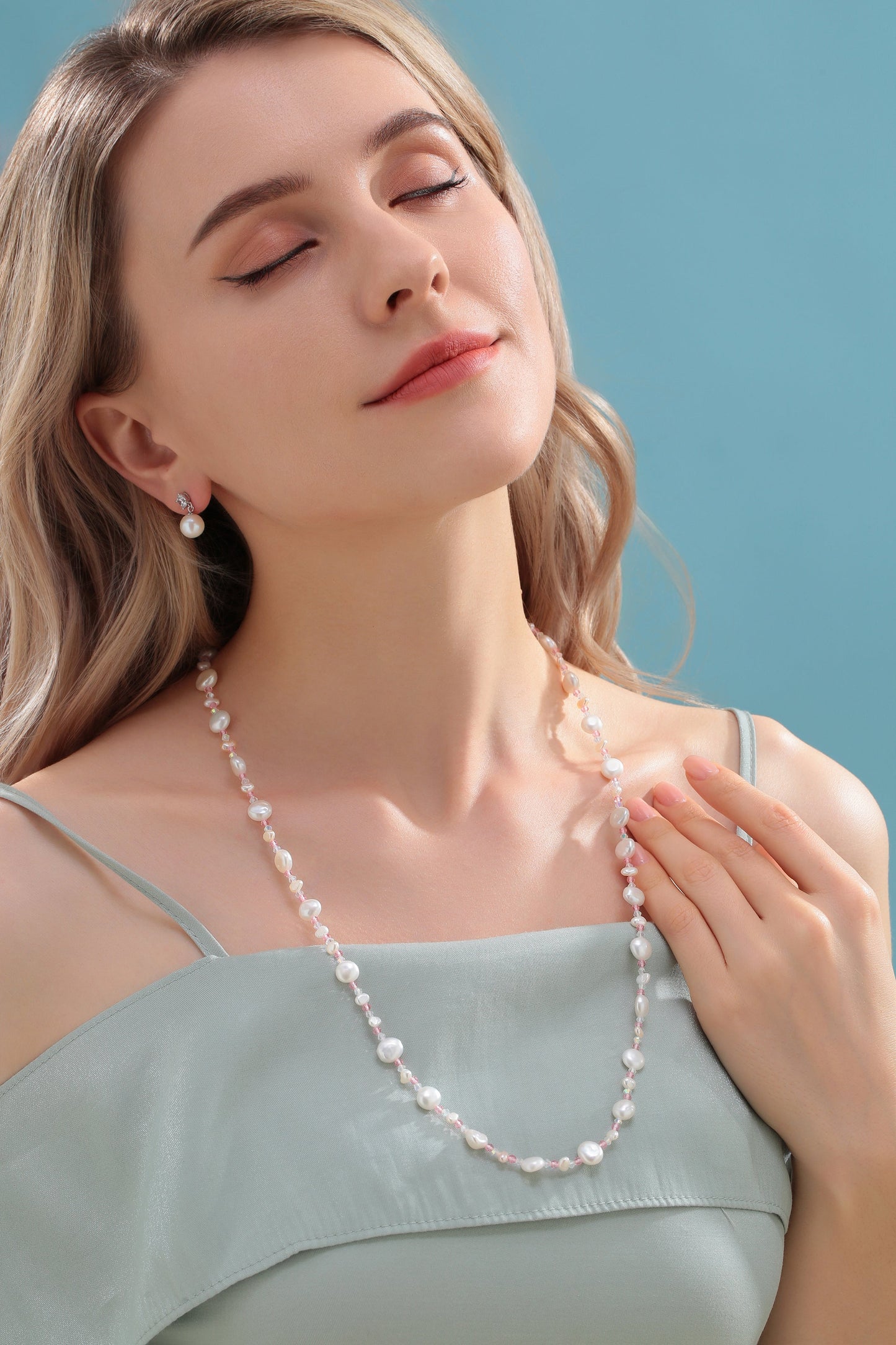 Baroque Freshwater Pearl Necklace with Pastel Beads