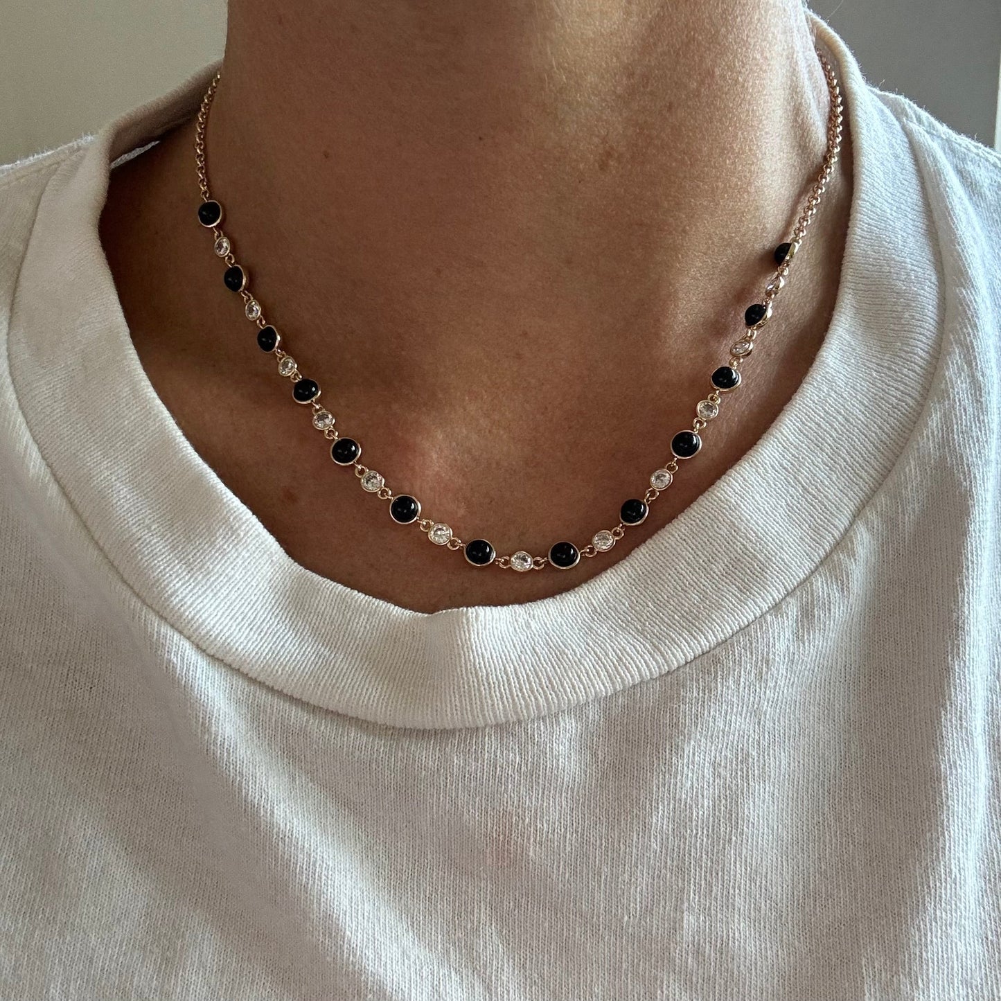 Black Onyx Tennis Necklace for Elegant Style