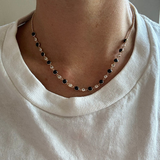 Black Onyx Tennis Necklace for Elegant Style