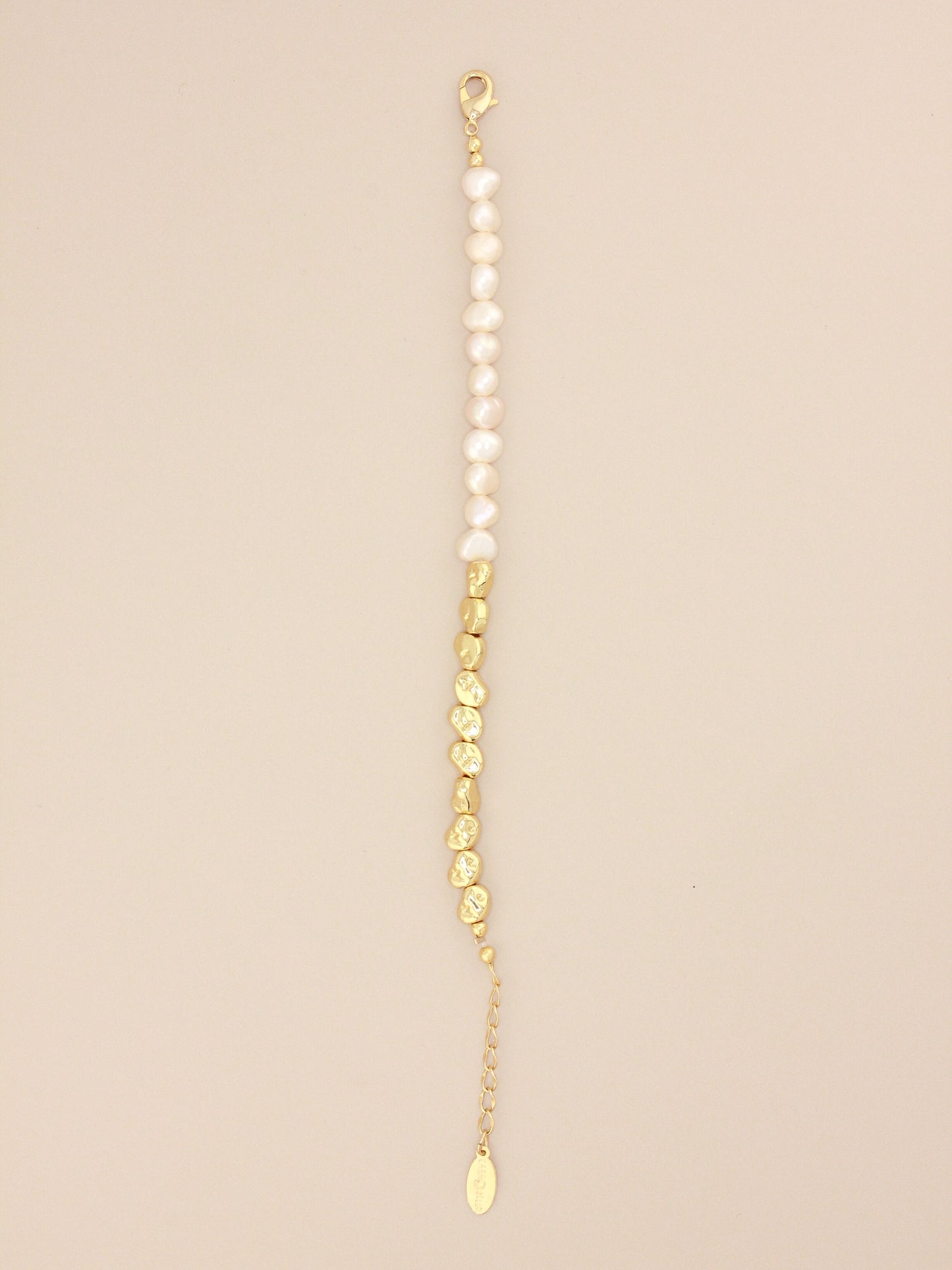 Baroque Half Gold and Pearl Bracelet