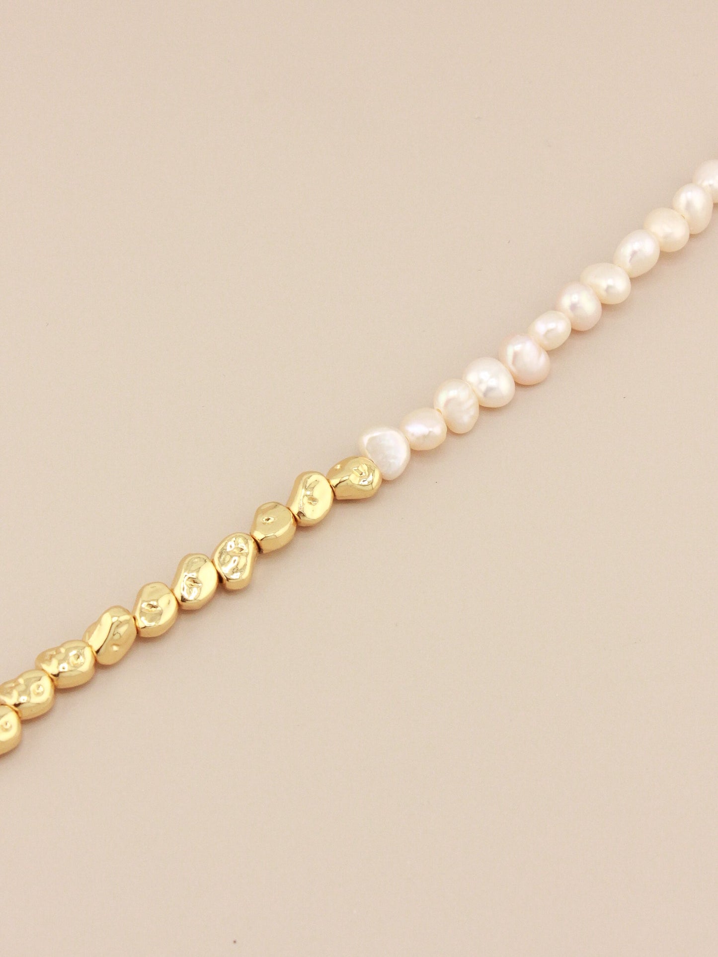 Baroque Half Gold and Pearl Bracelet