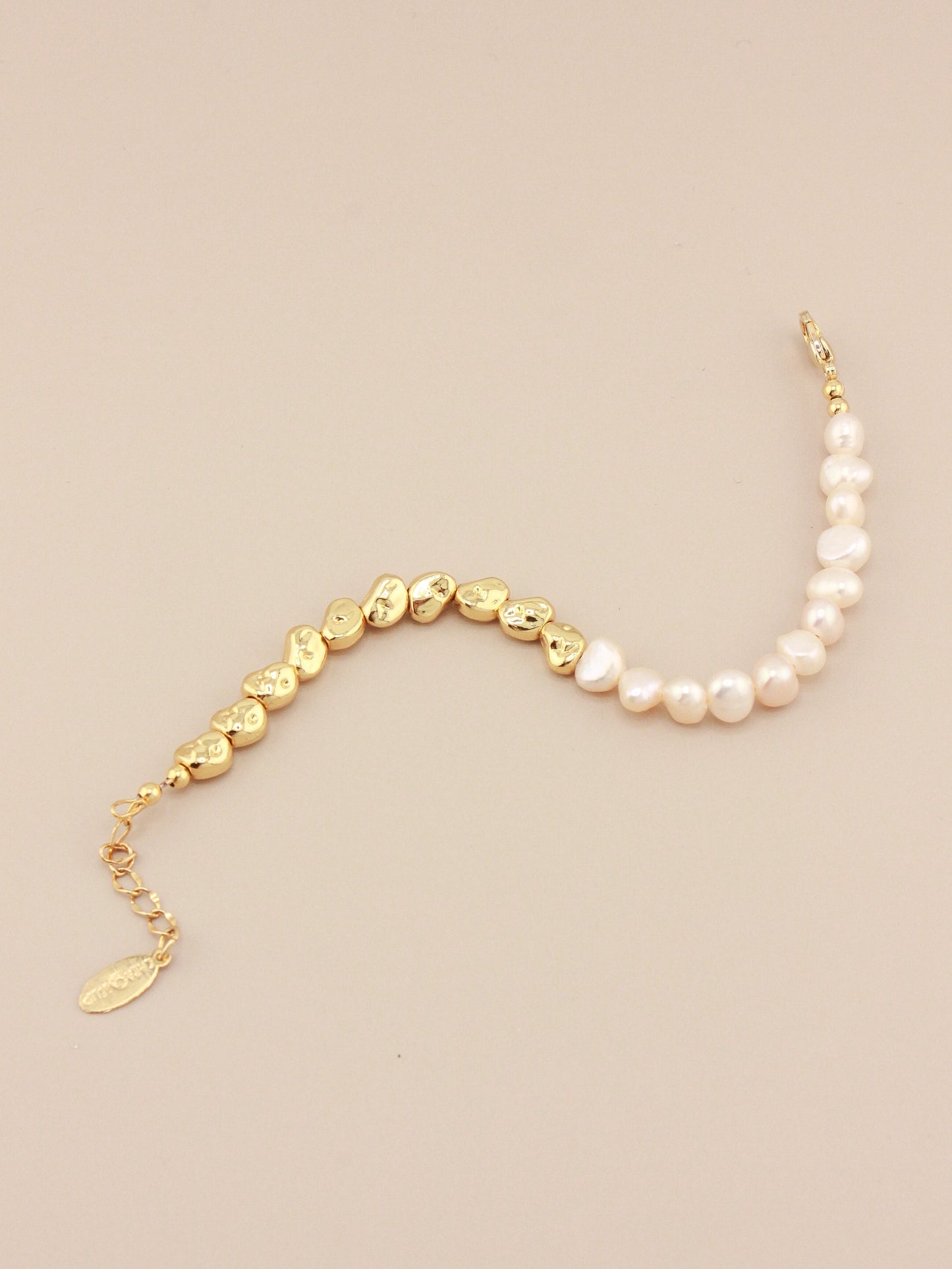 Baroque Half Gold and Pearl Bracelet