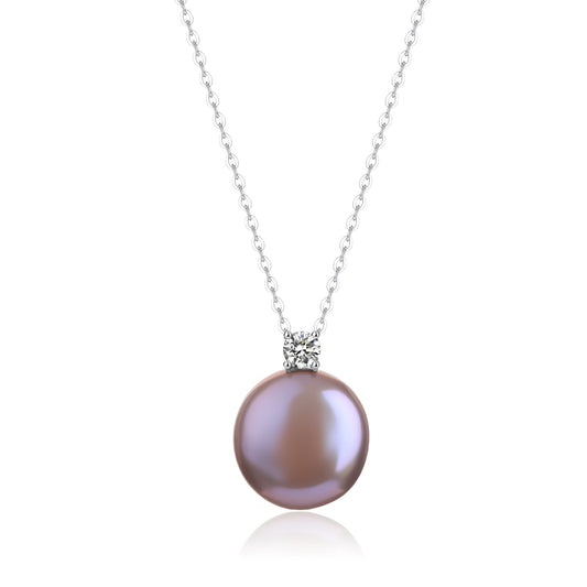 Baroque Pearl Pendant Necklace with Coin Design