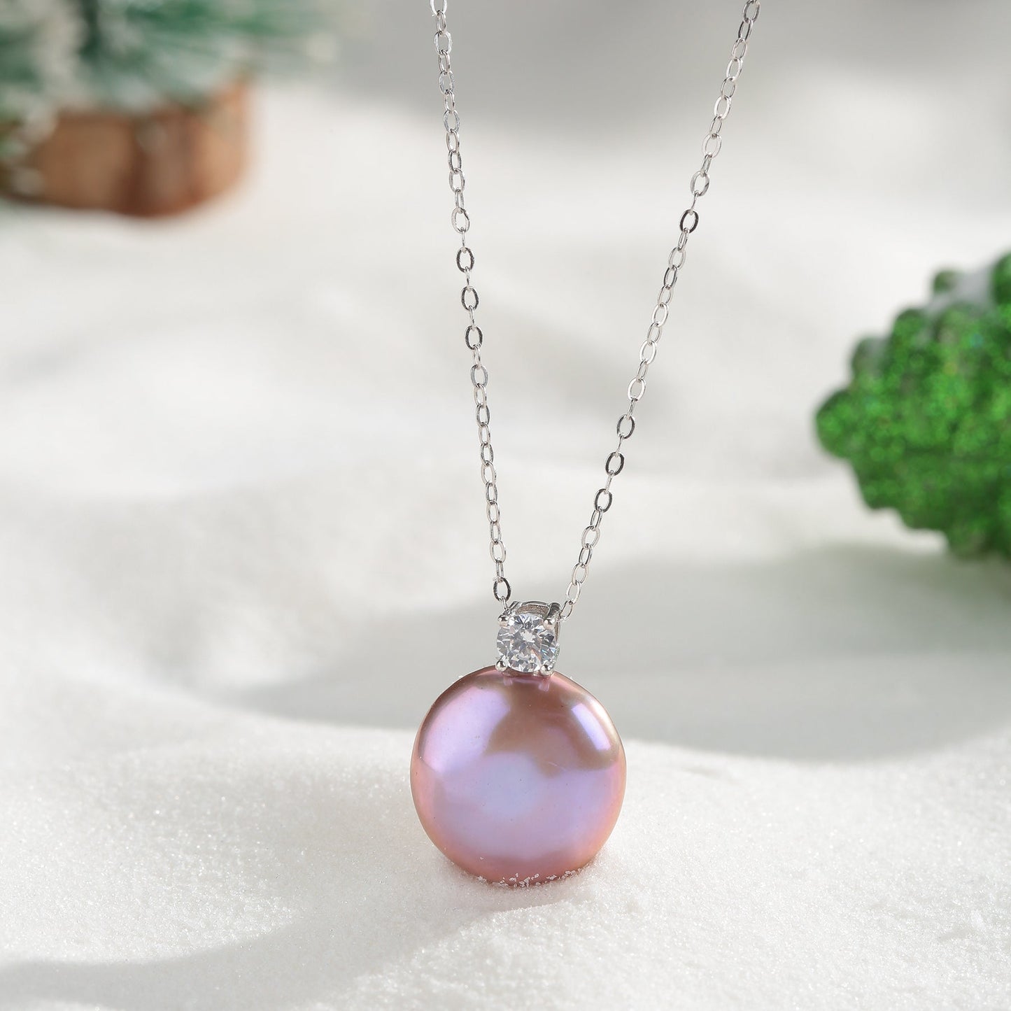 Baroque Pearl Pendant Necklace with Coin Design