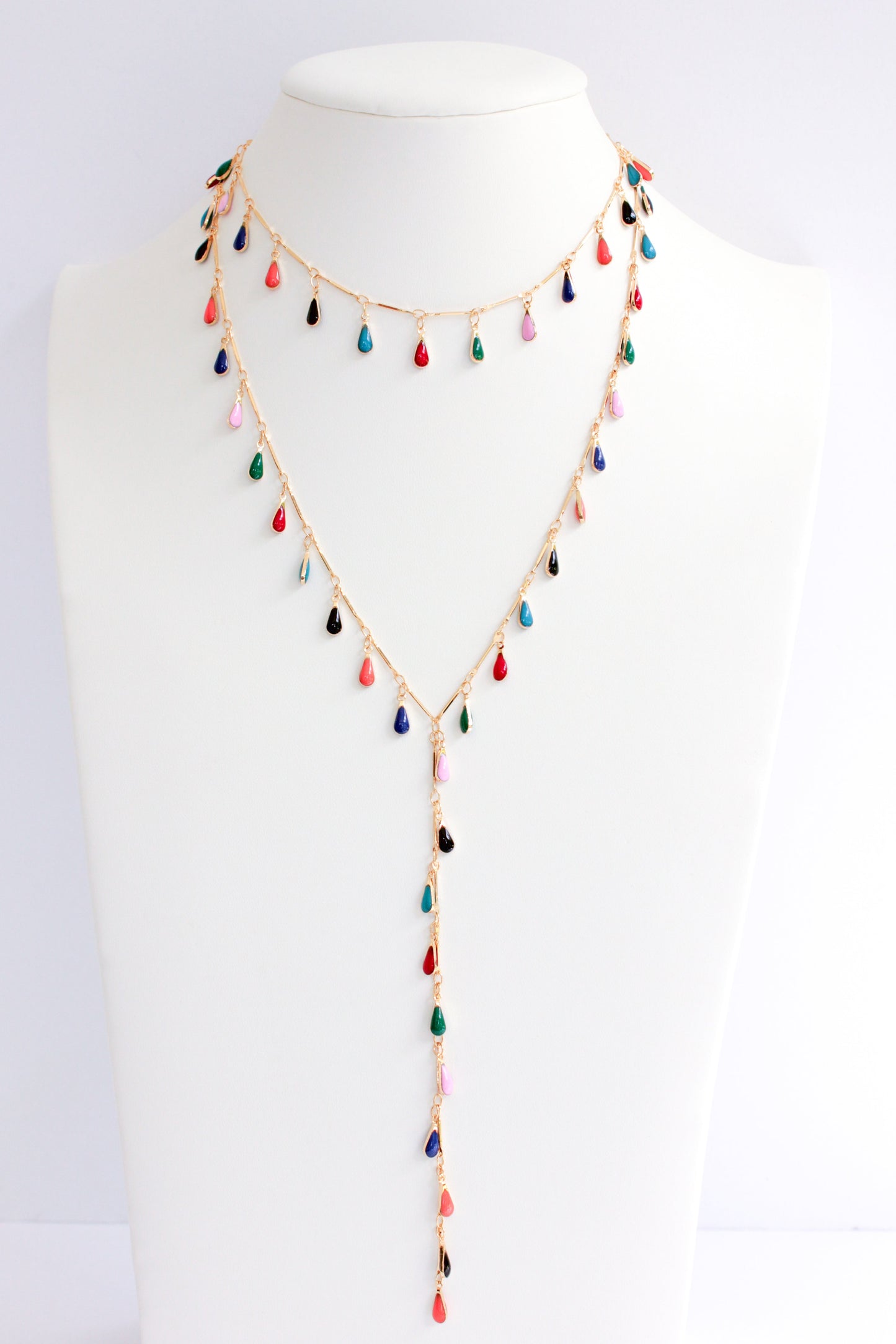 Colorful Striped Necklace in Silver and Gold