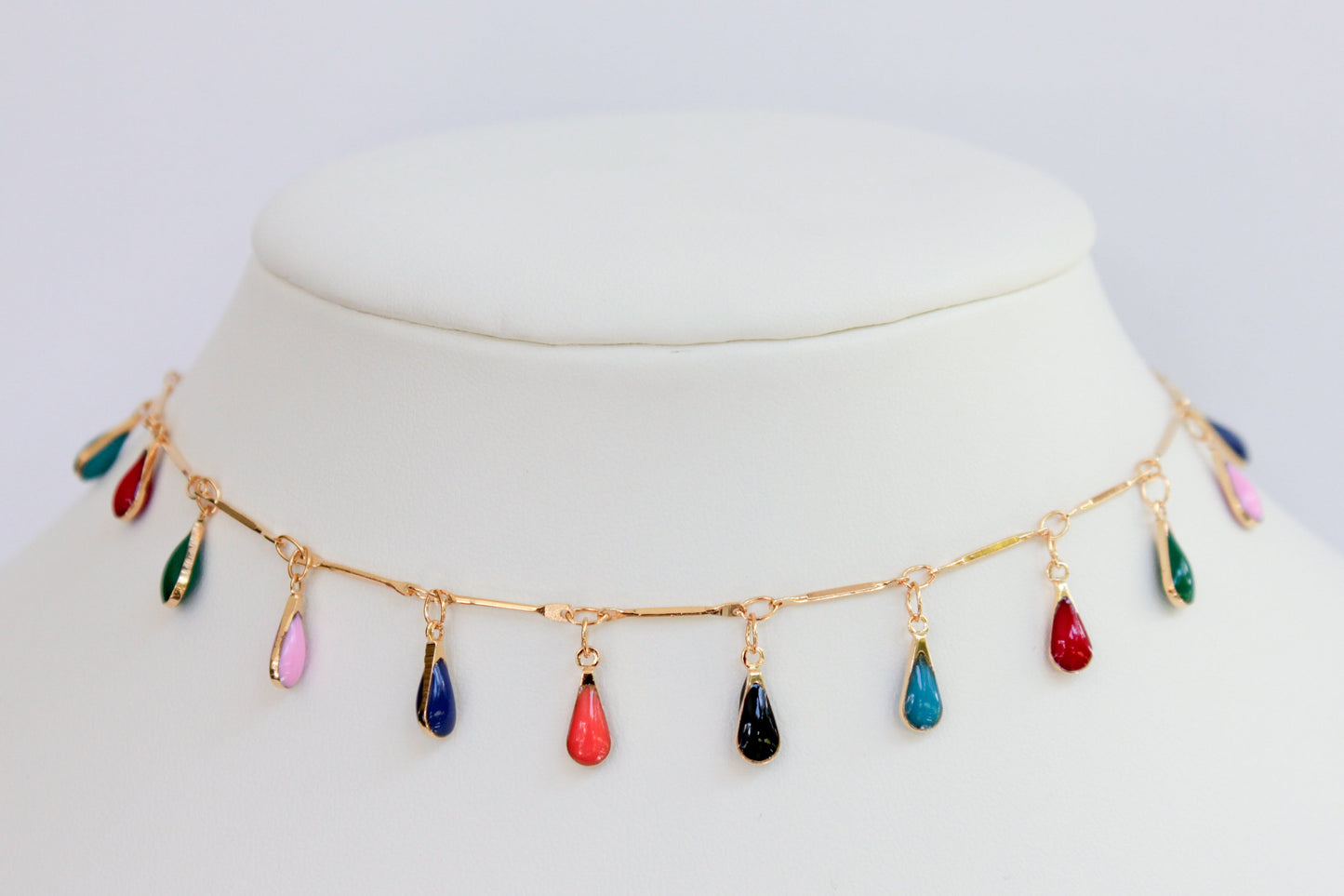 Colorful Striped Necklace in Silver and Gold