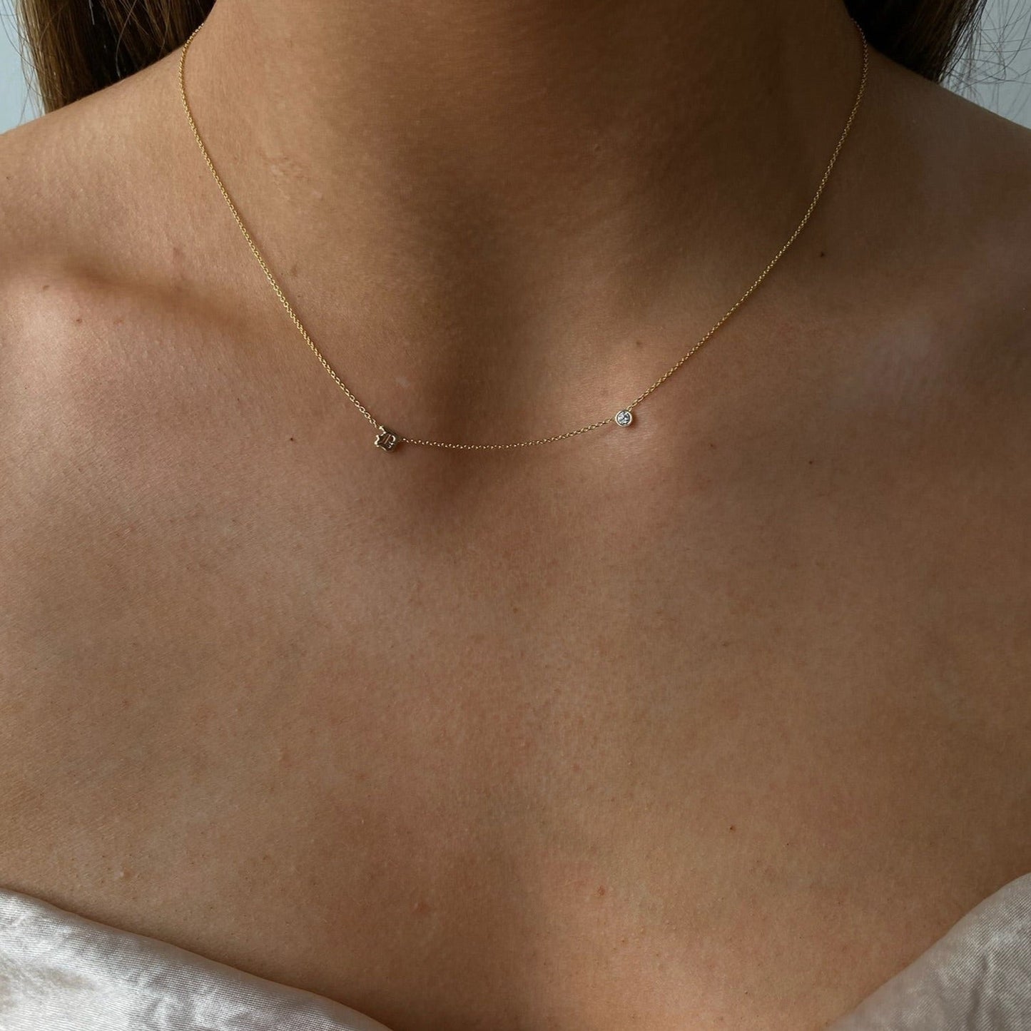 Custom 14k Gold Dainty Initials Necklace