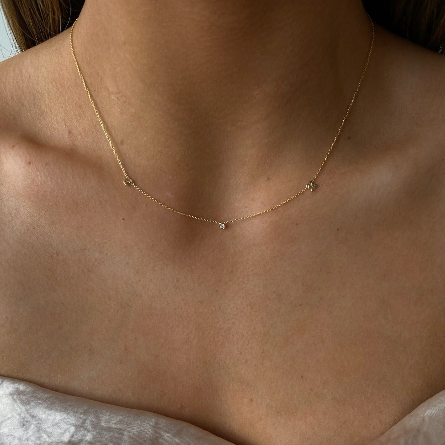 Custom 14k Gold Dainty Initials Necklace