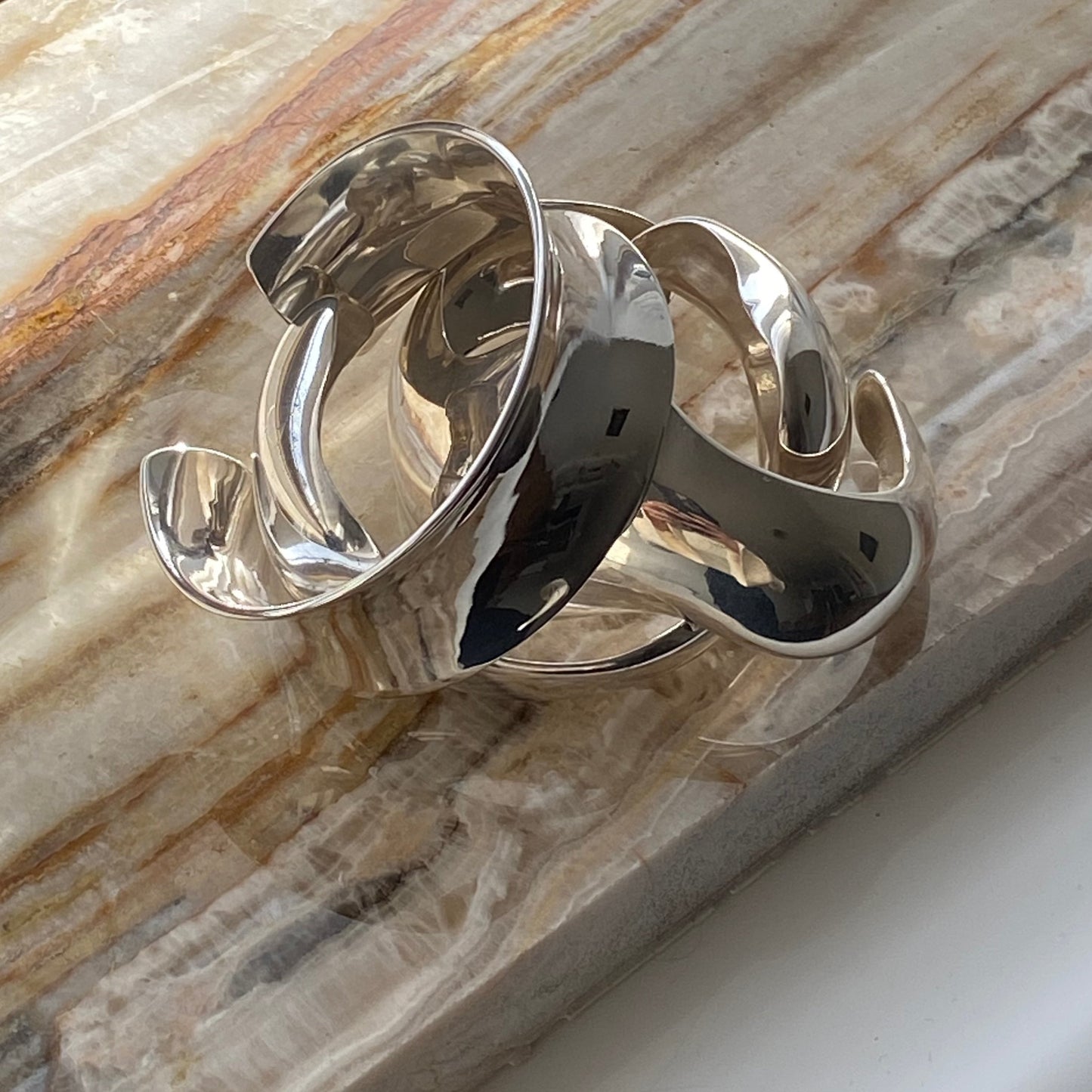 Wide Silver Cuff Bracelet with Elegant Design