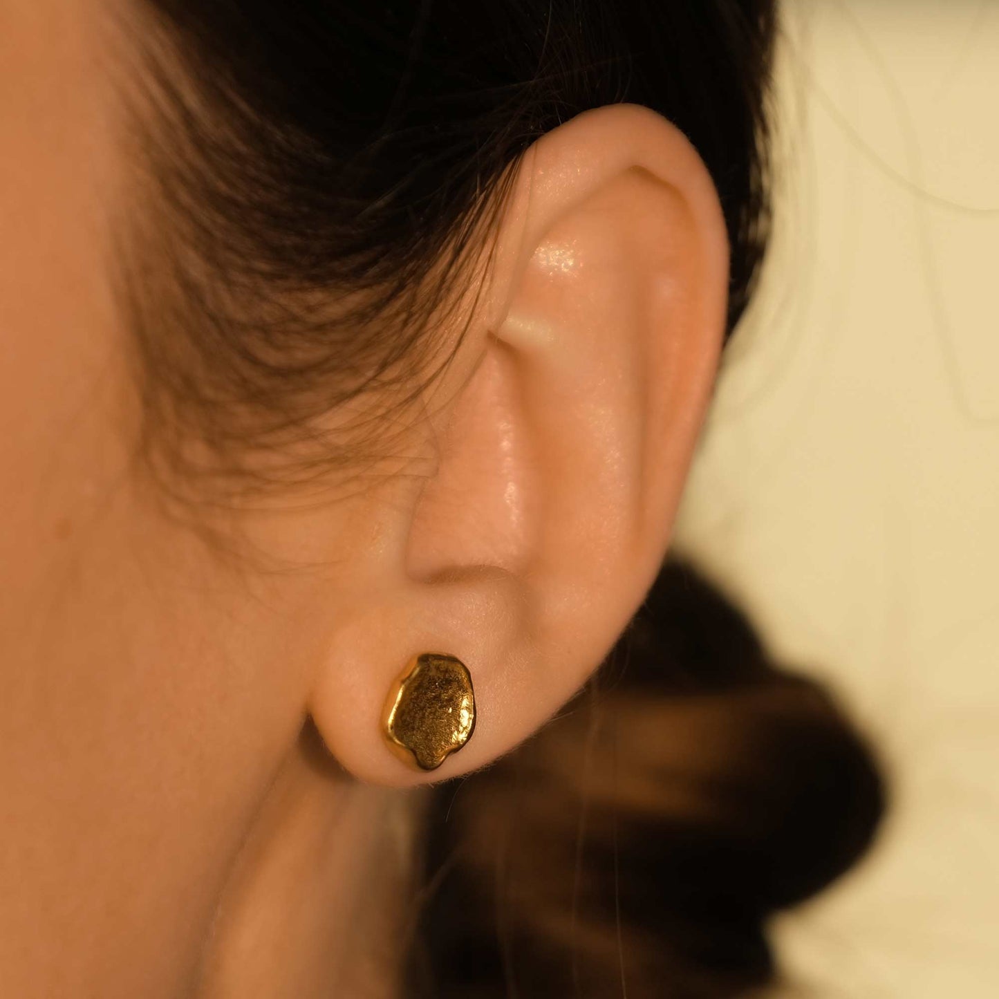 Molten Gold Stud Earrings for Everyday Wear