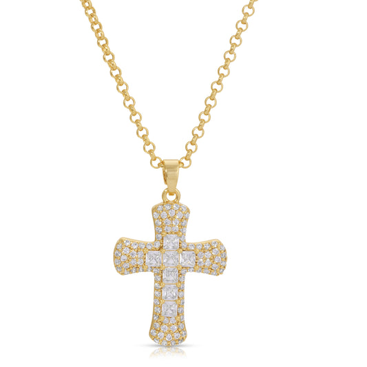 White Cross Necklace in Elegant Style