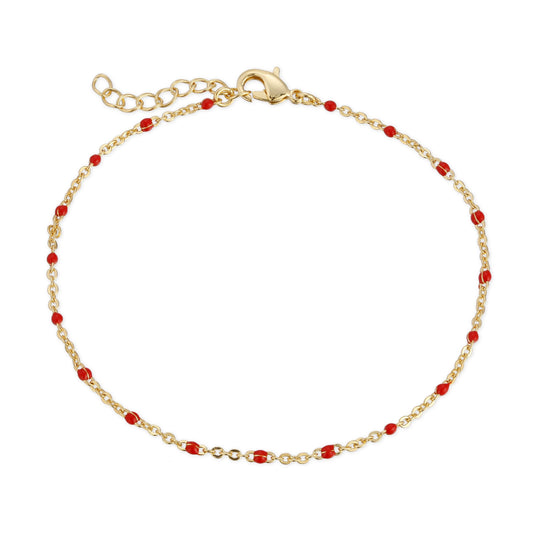 Red Enamel Beaded Bracelet for Casual Style