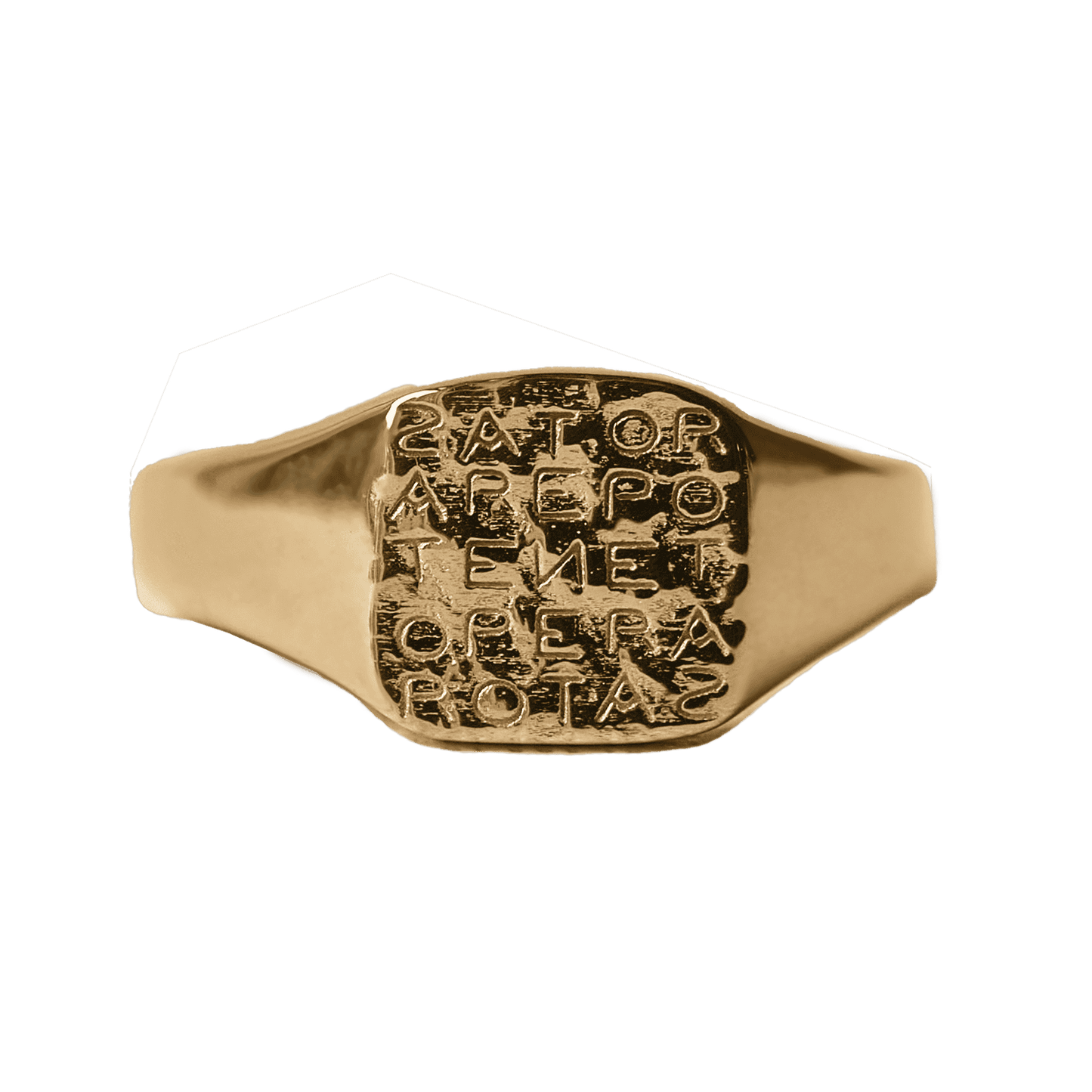 Gold Signet Ring with Magic Sator Square Design