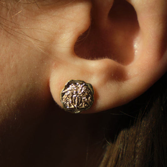 Molten Style Medusa Stud Earrings in Silver