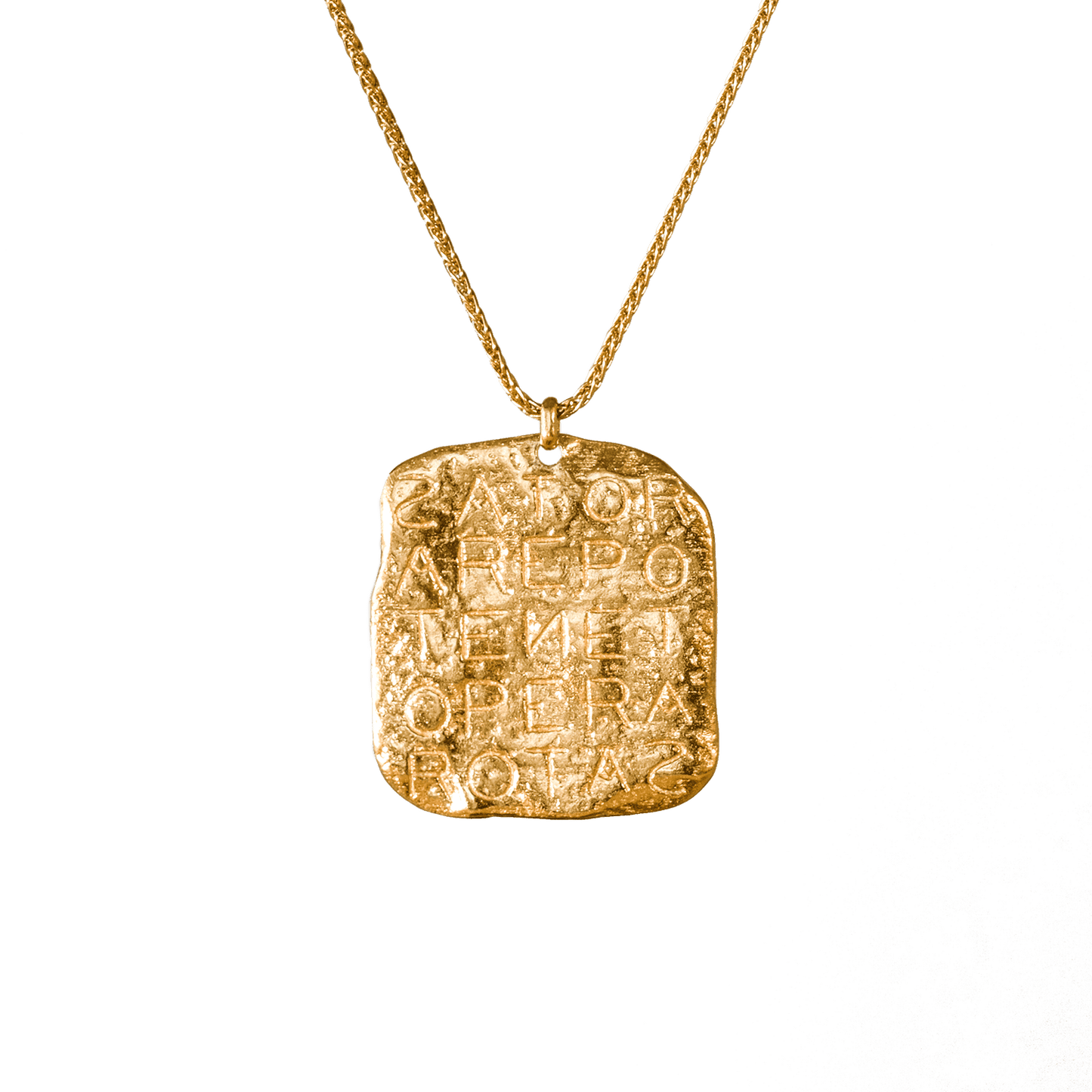 Gold Talisman Necklace with Magic Sator Square Design