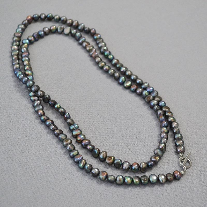 Black Baroque Pearl Beaded Necklace Design