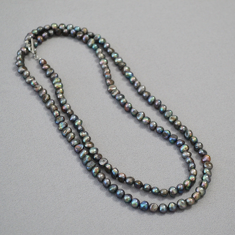 Black Baroque Pearl Beaded Necklace Design