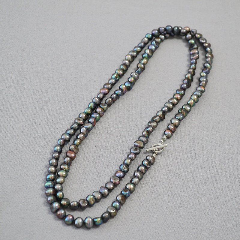 Black Baroque Pearl Beaded Necklace Design