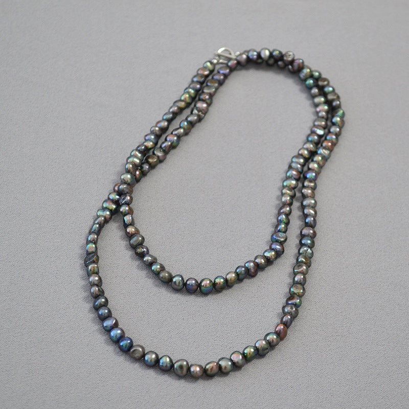 Black Baroque Pearl Beaded Necklace Design