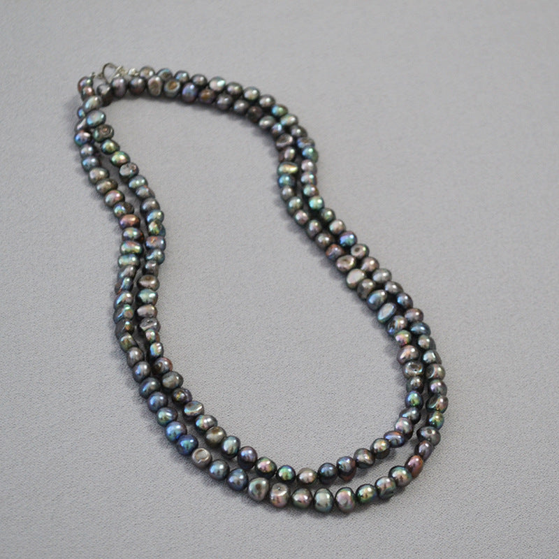 Black Baroque Pearl Beaded Necklace Design