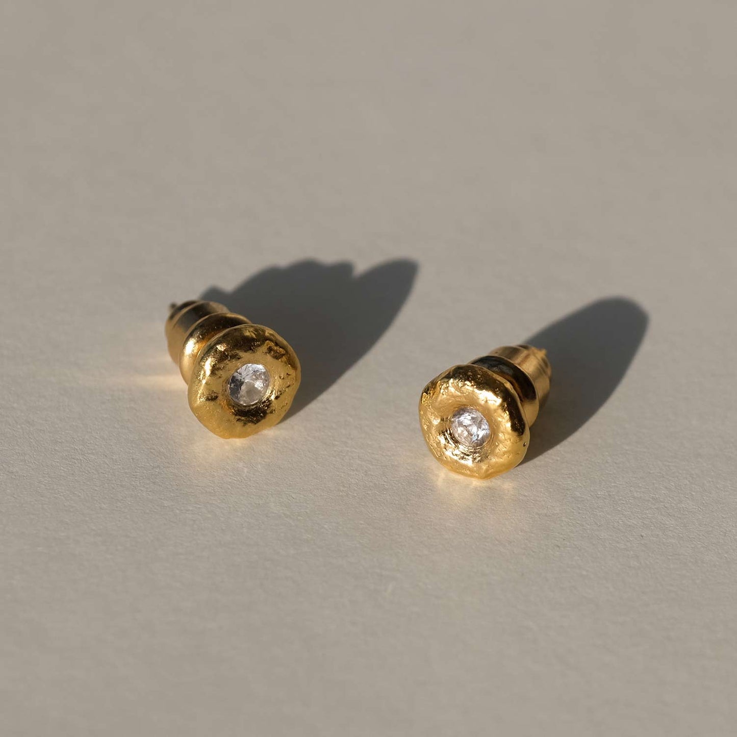 White Sapphire Stud Earrings in Classic Design