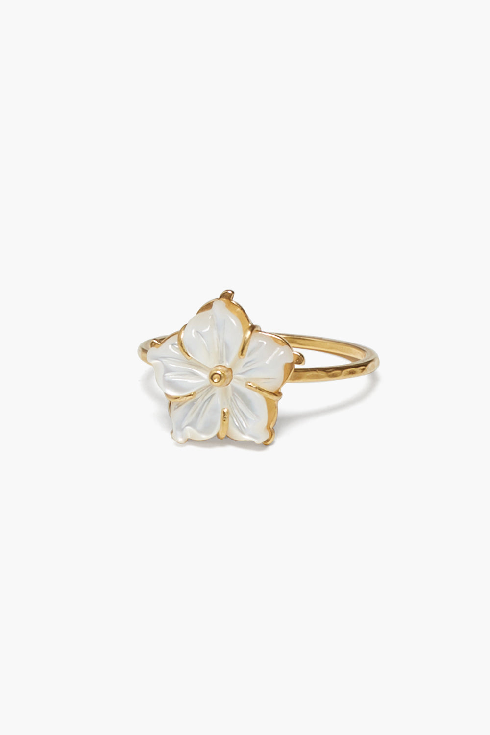 White MOP Plumeria Design Ring