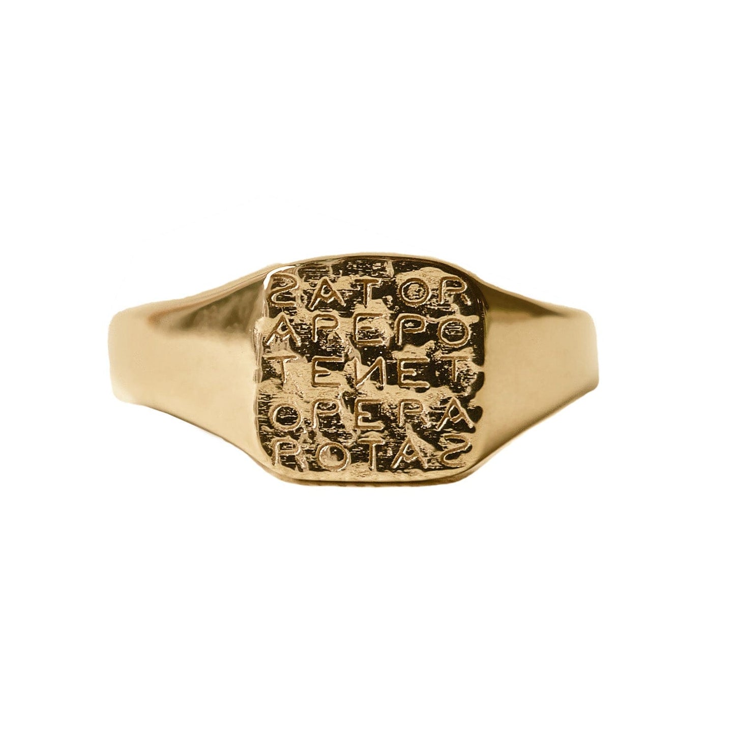 Gold Signet Ring with Magic Sator Square Design