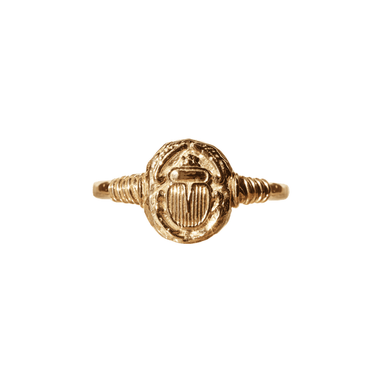 Solid Gold Ancient Scarab Design Ring