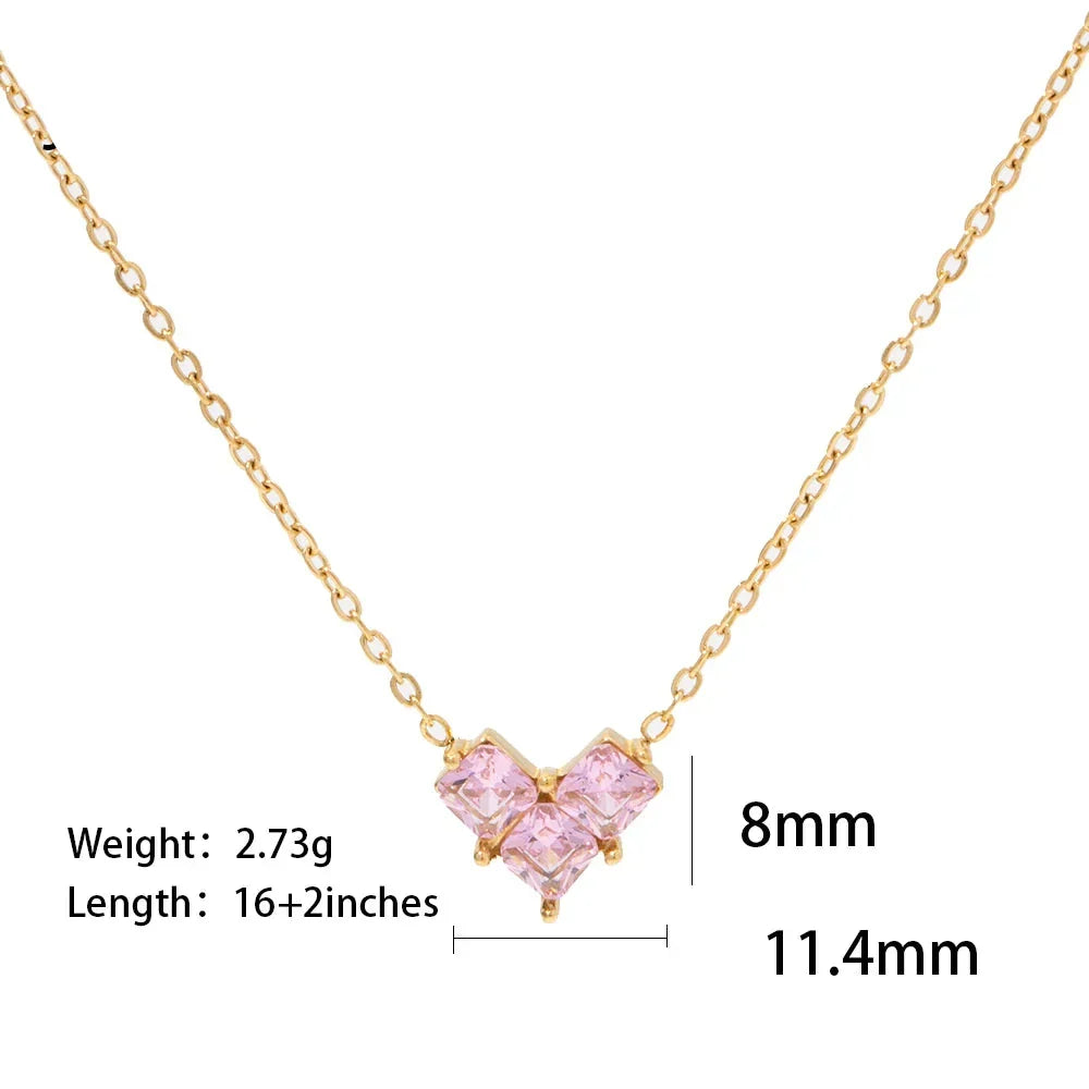 Heart Shaped Cubic Zirconia Necklace in Bling Style