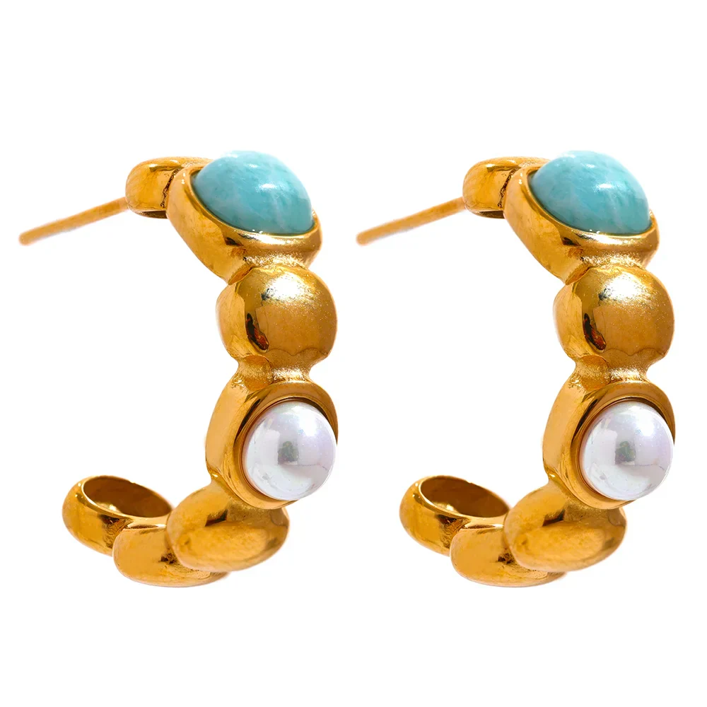 Vintage Gold Pearl Hoop Earrings Design