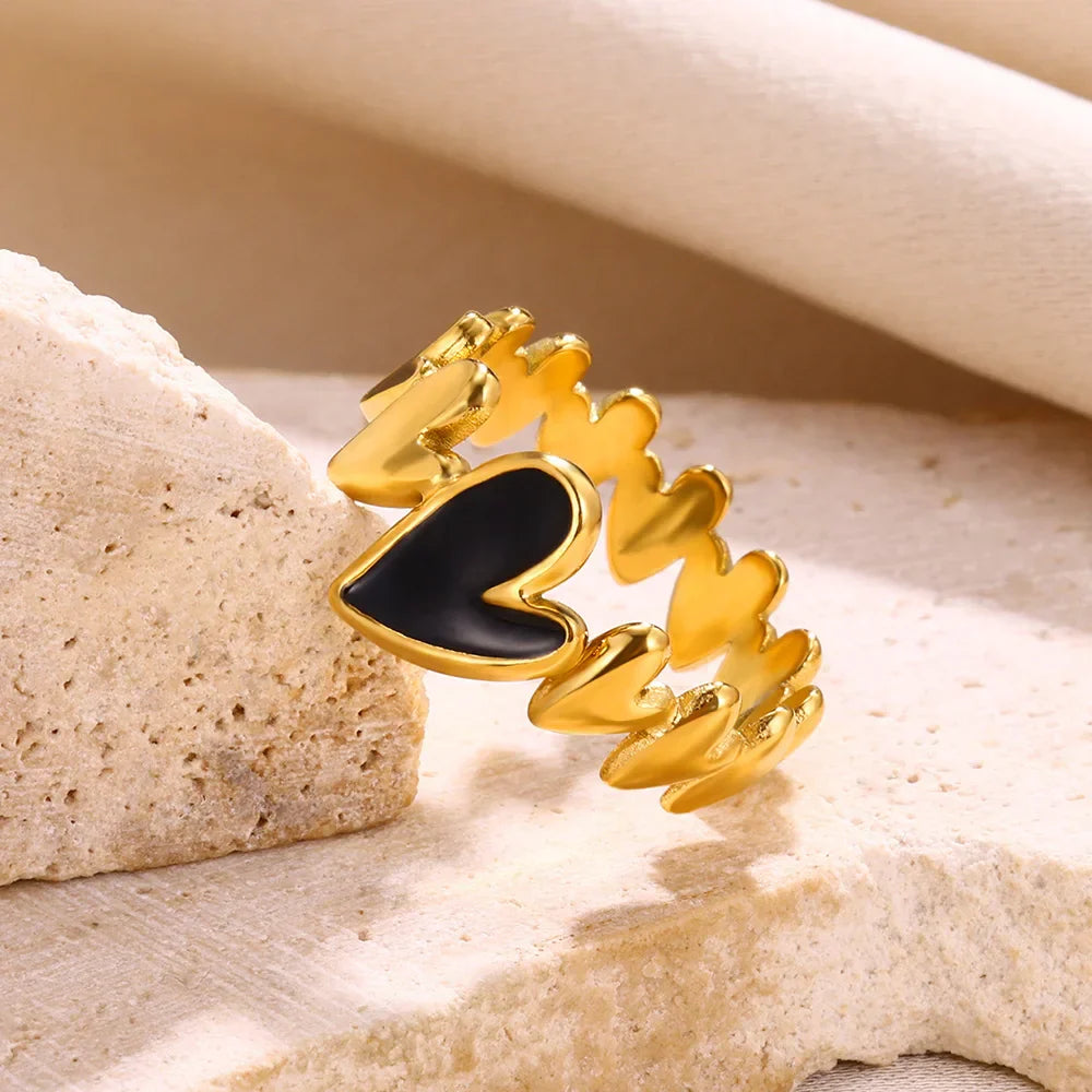 Gold Heart and Star Ring Design